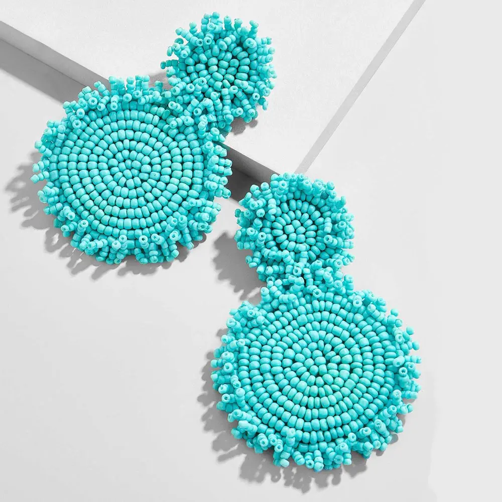 Beaded Acid Blue Лучшие модные женские серьги ручной работы из бисера для свадебной вечеринки, подарок BA, Модный Специальный подарок, серьги-капли с кисточками и цветами - Окраска металла: Beaded Acid Blue