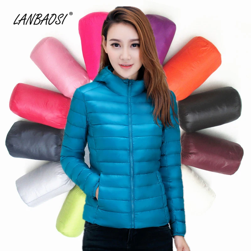 Женский ультра-легкий пуховик LANBAOSI легкая тонкая ветрозащитная белая