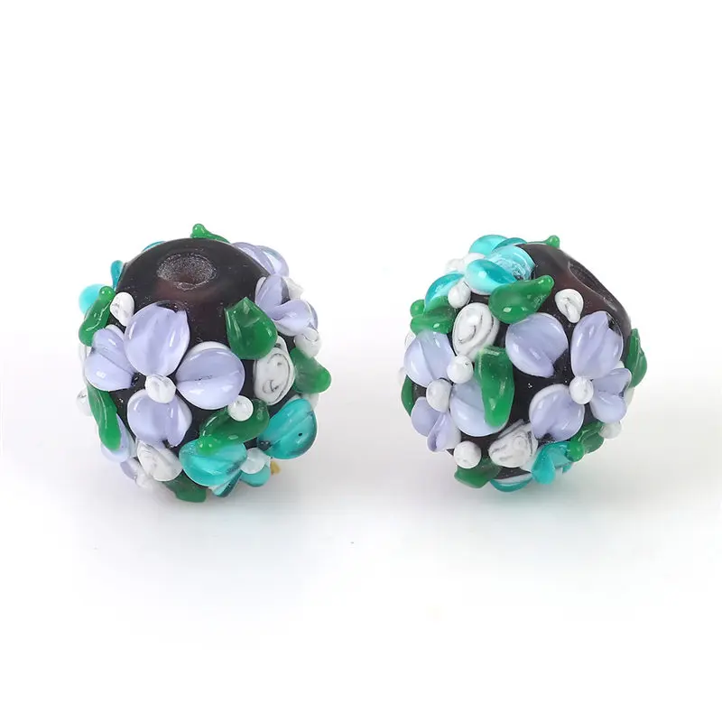 DoreenBeads лэмпворк стеклянные бусины в виде цветов круглые листья цветов около 13 мм(4/") х 13 мм(4/8"), отверстие: около 2,5 мм, 1 шт - Цвет: B