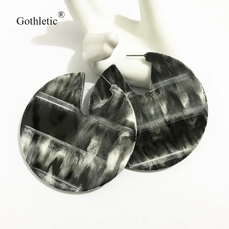 Gothletic золото/серебро Цвет Фольга ясные акриловые серьги 60/70 мм круглый геометрический Смола уксусной кислоты Серьги Bijoux(украшения своими руками) E038