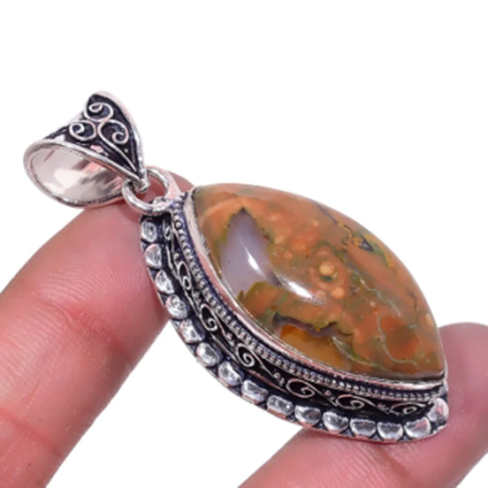 

Ocean Jaspers Pendant Silver Overlay over Copper, USA Size 52mm , P6449