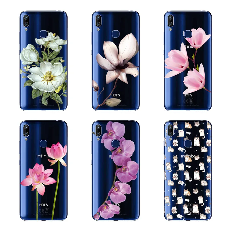 Infinix S3X X622 чехол силиконовая задняя крышка-Чехол черный живописи цветок мягкая