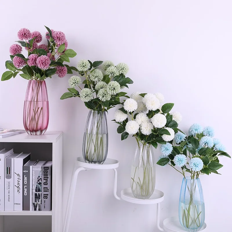 5 шт./компл. 3 головы желтые искусственные цветы гортензии букет из длинных