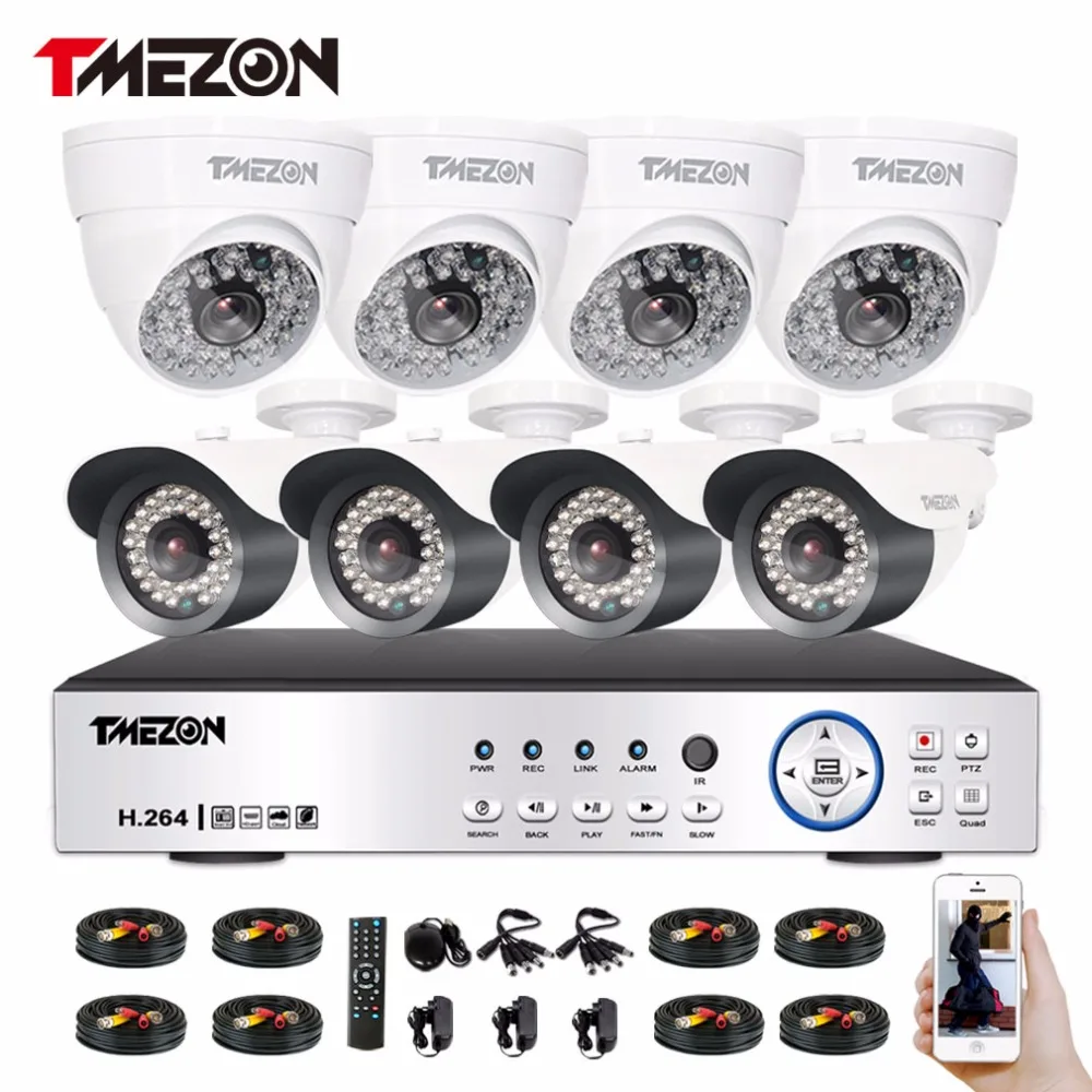 Tmezon 8 канальный AHD 1080P DVR система видеонаблюдения с 4 шт наружная камера внутренние