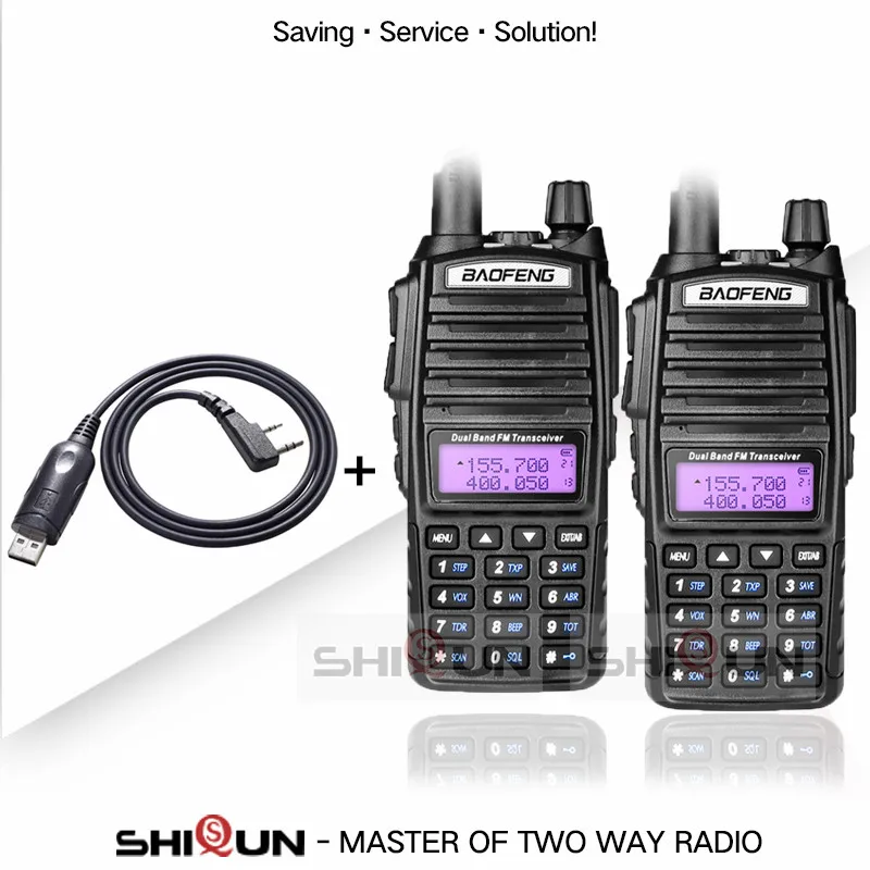 Add Program Cable 2 шт. UV-82 8 Вт портативная рация 10 км Baofeng 8 Вт радио двойной VHF UHF портативная радиоантенна UV-82 Amador Walky Talky Baofeng UV 82 UV82 - Цвет: Add Program Cable