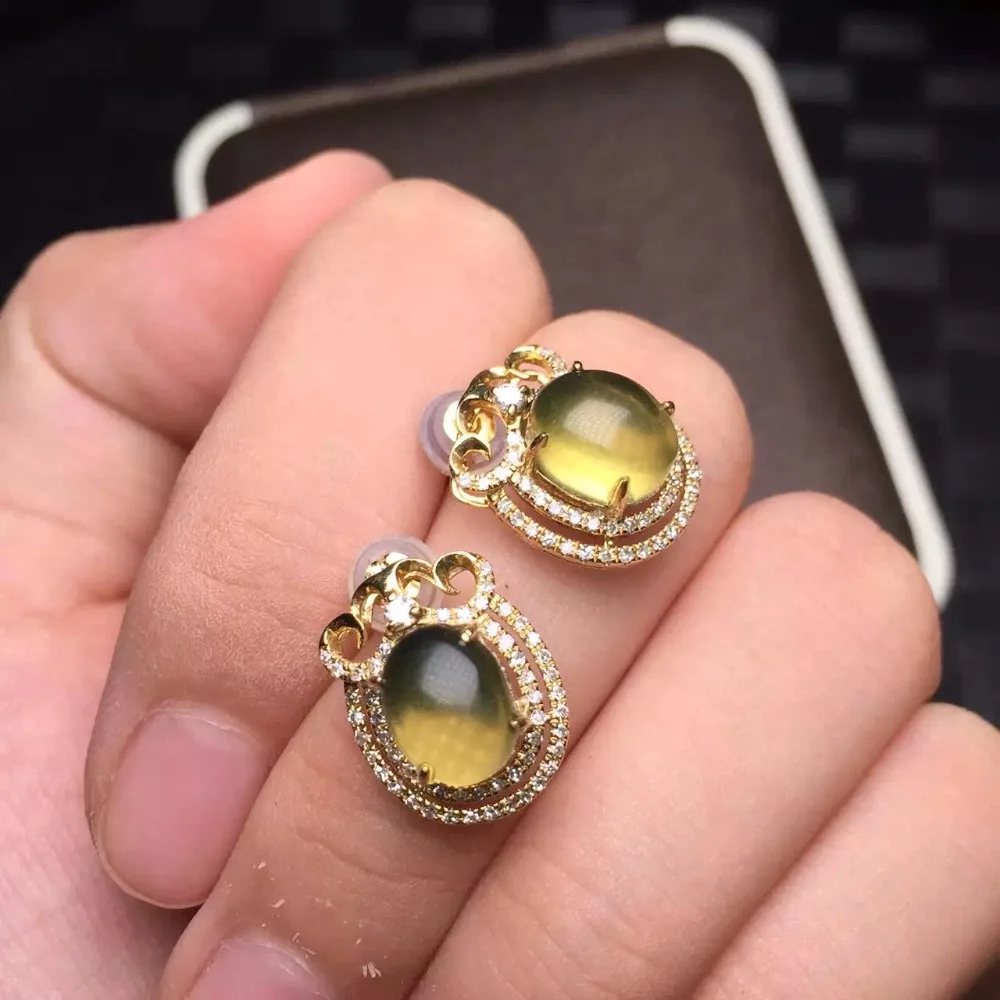 Женские серьги гвоздики из 18 каратного белого золота AU750 100% натуральные голубые