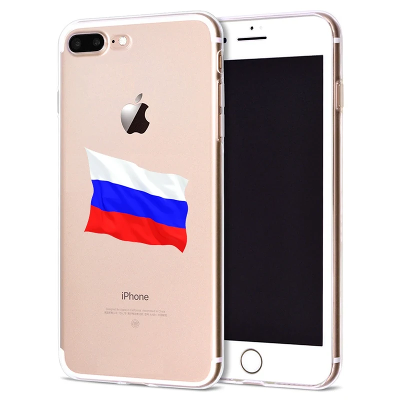 Чехол для Apple iPhone 6 6S 7 Plus X 10 милый мягкий чехол из ТПУ с флагом России Оригинальный