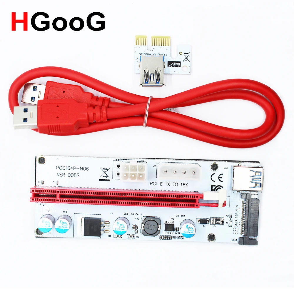 3in1 VER008S PCI E Riser Card с 4pin 6pin Molex Мощность PCIe Express 1x к 16x Extender для Bitcoin Litecoin шахтер| |