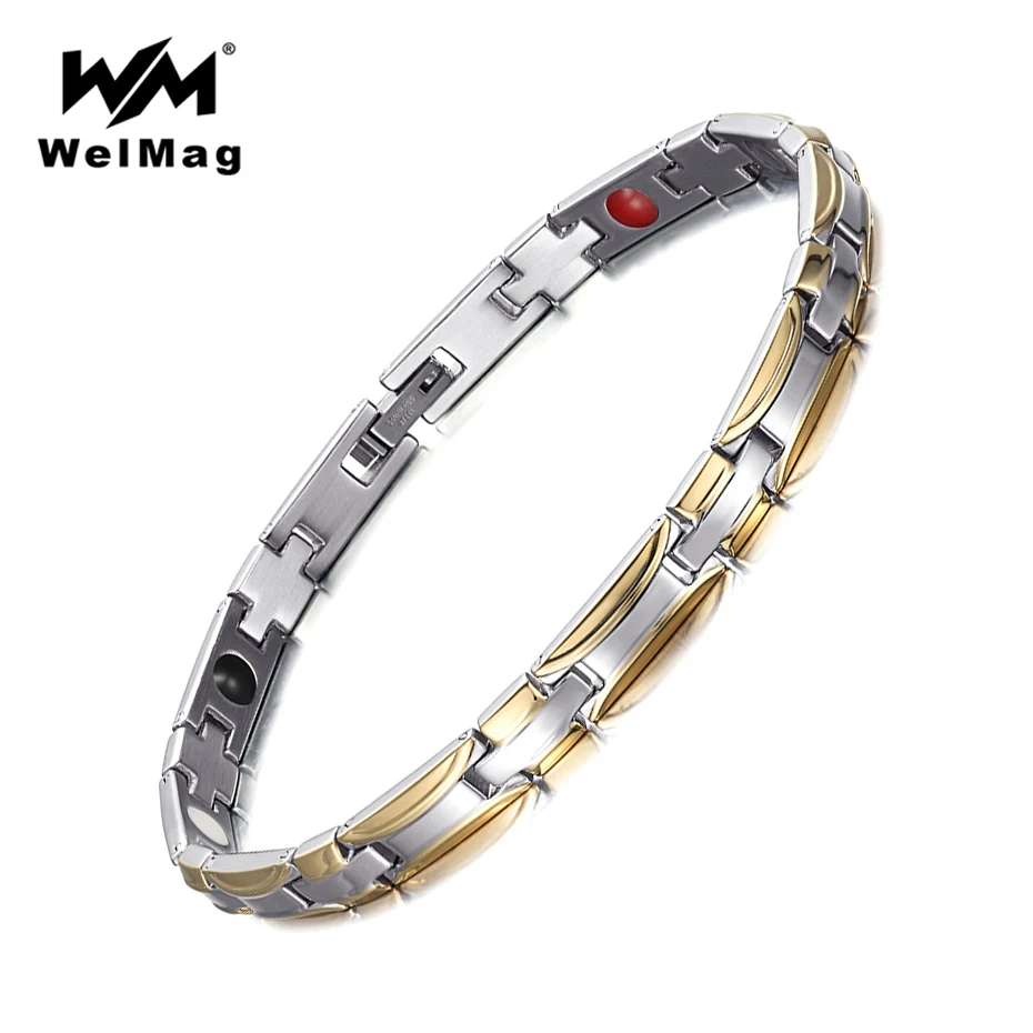 

WelMag Magnetic Bracelet for Women Germanium Health Power Charm Stainless Steel Bracelets & Bangles Femme Jewelry Chain