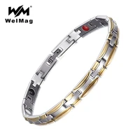 welmag magnetic health bracelet sport for women germanium power charm gold stainless steel bracelets bangles femme 2020
