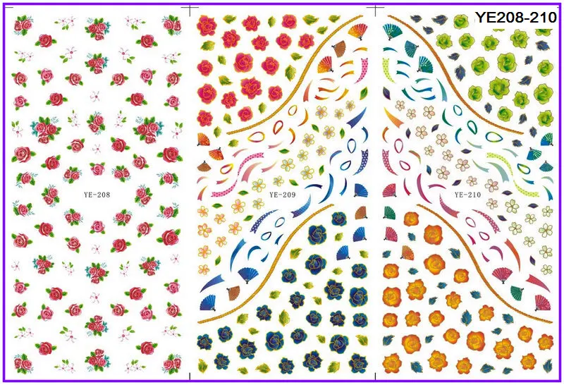 

3 PACKS/LOT WATER NAIL STICKER DECAL FLOWER ACTINIA PANSY STRAMONIUM CHINESE FAN YE208-210