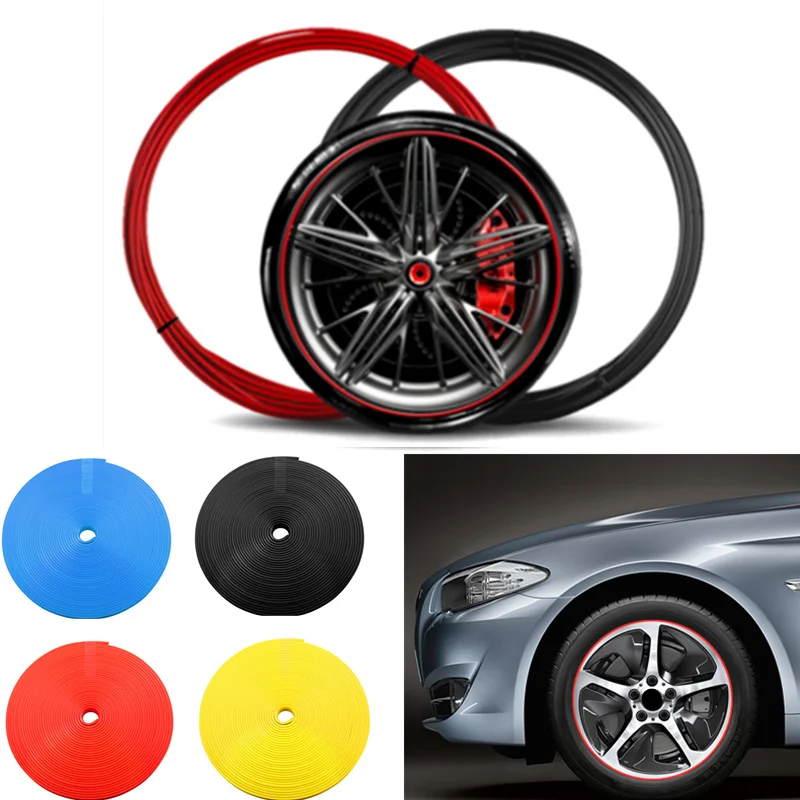 

8m Car Hub Trim Decor Anti Collision Strip Wheel Rim Protector Ring Wheel Tire Edge Changer Guard Moulding Trim Tape Sticker