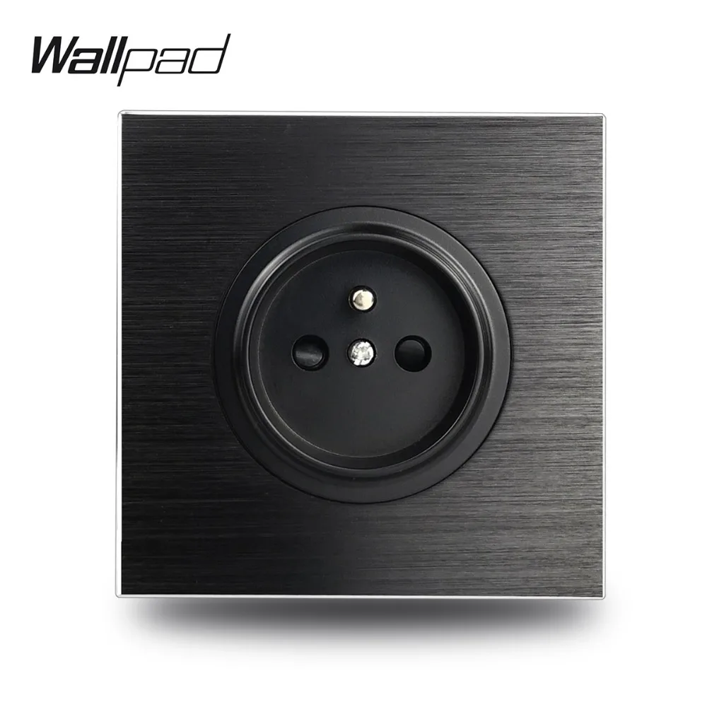 Wallpad L6 черная атласная металлическая электрическая розетка с французскими