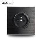 Wallpad L6 черная атласная металлическая французская настенная электрическая розетка, круглая матовая алюминиевая, 86*86 мм