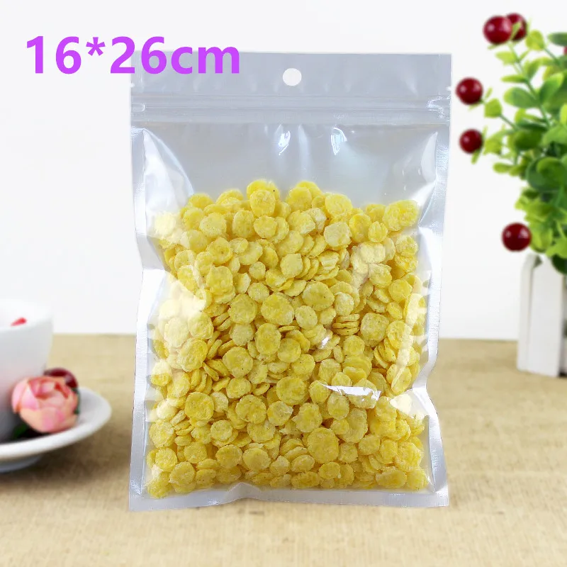 

16*26cm 50Pcs/ Lot Plastic Zipper Lock White / Clear Pouches Self Seal Storage Retail Ziplock Packaging Bags With Hang Hole