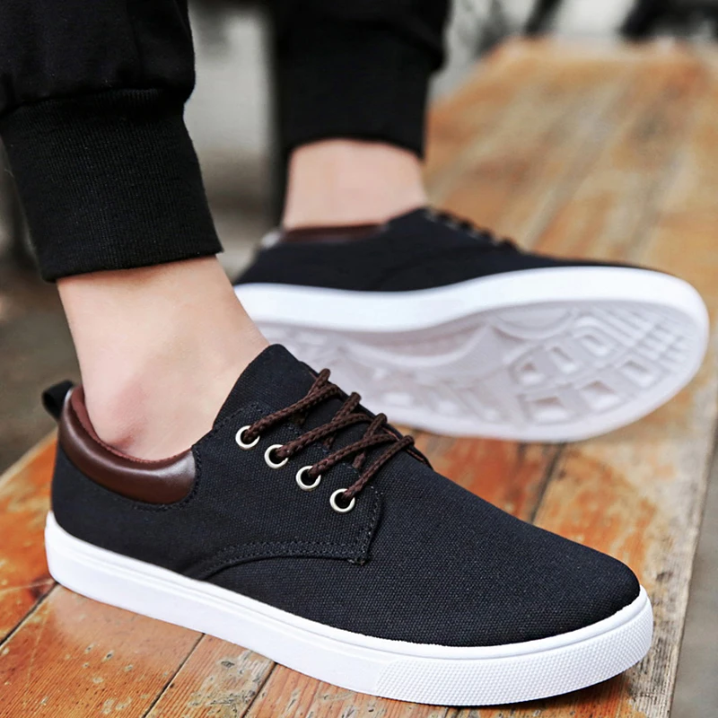 New Canvas Shoes For Men breathable Comfortable Casual Mens Fashion Lace-Up Brand Flat Loafers 2018 | Обувь