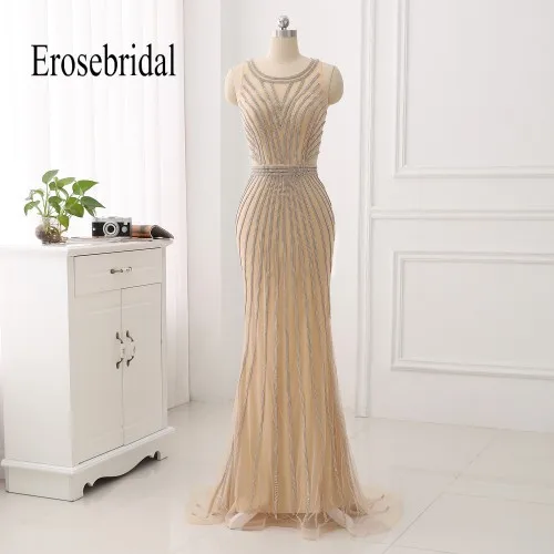 Style 2 Вечернее платье русалки длинное элегантные золотые вечерние платья с глубоким вырезом Эротическое с бисером Иллюзия сзади 48 часов - Цвет: Style 2