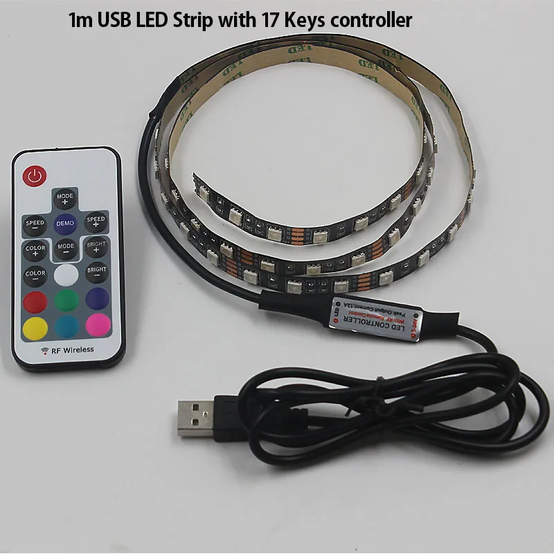 Zgx DC5V USB кабеля водить 5050RGB ТВ Задний план 2 м 1 60LED/M украшают светодиодные лампы