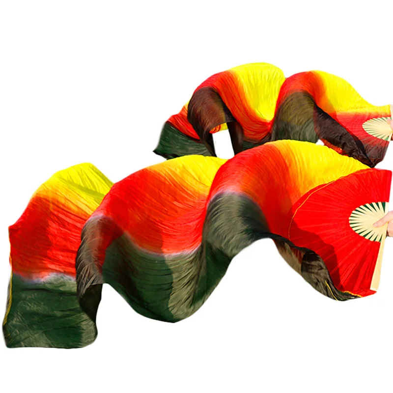 1 пара танцевальные вентиляторы бамбуковые ребра натуральный шелк реквизит для