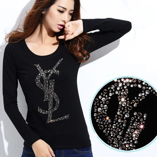 New high-end brand with a long shirt women diamond fashion summer and autumn 100% cotton good quality | Мужская одежда