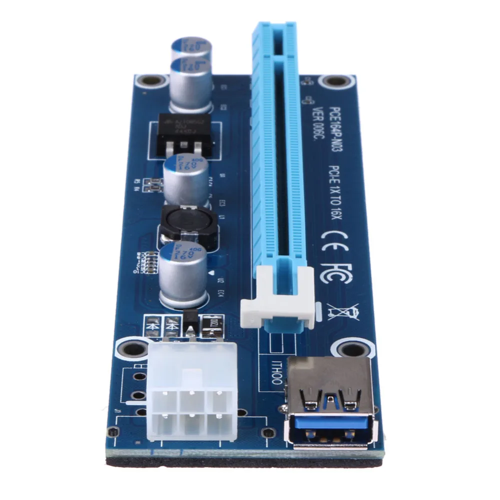 Стабильный pci-e PCI E Экспресс 1X к 16X Riser Card + USB 3.0 удлинитель Кабель SATA 15 Pin-6Pin Мощность
