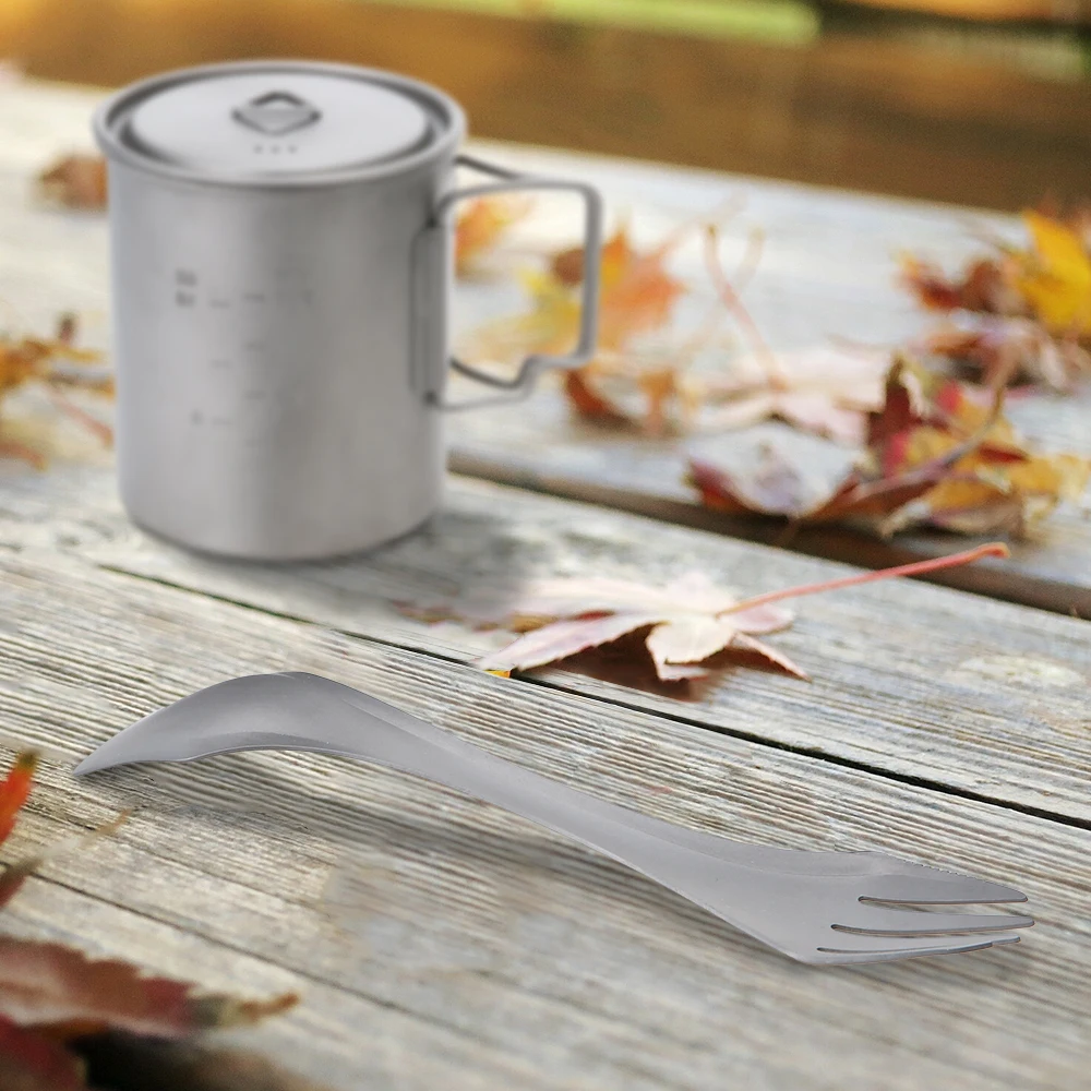 TOMSHOO Spork 2 в 1 титановая Спортивная портативная наружная столовая посуда для
