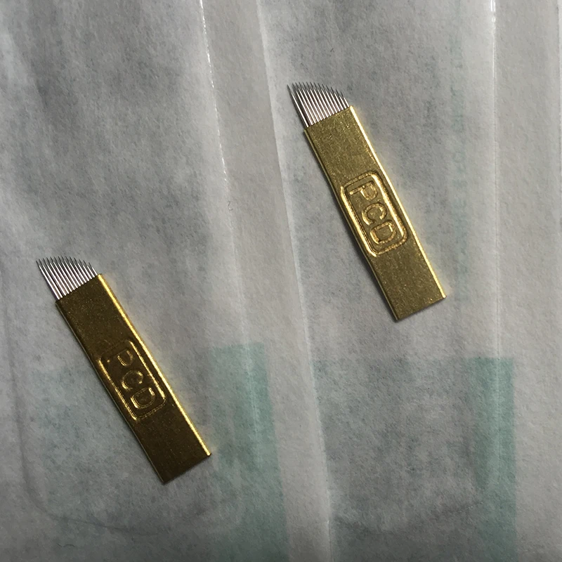 100 шт. PCD 14 Pin Перманентный макияж бровей Тату лезвие микроблейдинг иглы для 3D