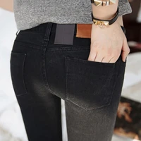 nj01 women jeans in the spring 2020 black stretch jeans new female korean stretch slim jeans pants feet