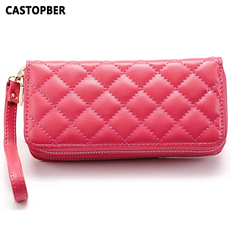 Женские кошельки из воловьей кожи на двойной молнии клатчи каждый день стеганая