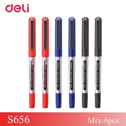 6pcs mix ink pen Deli, высокое качество, 6 шт, 3 цвета, чернила, гелевые ручки для письма, школы, офиса, канцелярские принадлежности, чернила, видимые, 0,5 мм, деловые ручки - Цвет: 6pcs mix ink pen