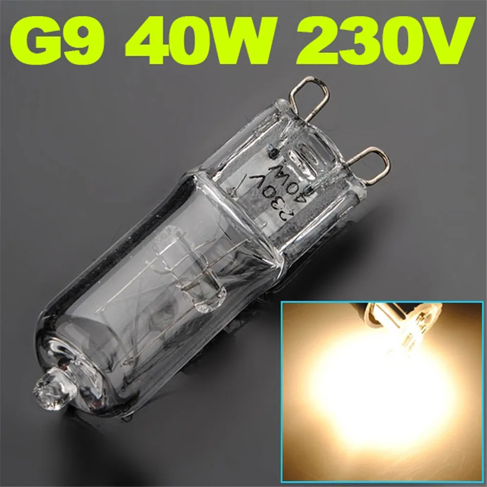 

10 шт./лот G9 40W 230V Светодиодные лампы галогенные лампы Длительный срок службы капсулы лампы теплый белый прозрачный Лампы