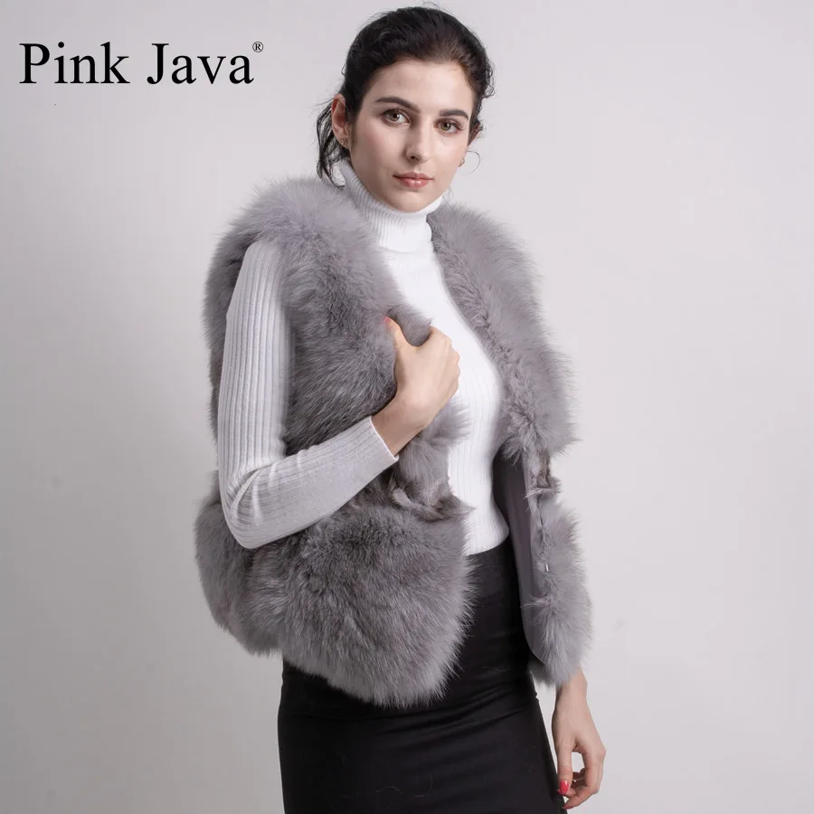 Розовый java QC5026 2017 новое поступление натуральный Лисий мех жилет для женщин