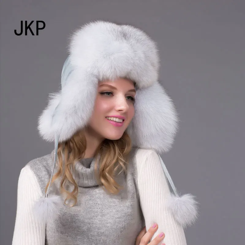 HJL 04E Натуральная черно-бурая лиса меховая шапка мужская и женская Лыжная Шапка утолщенная отличная теплая шапка - Цвет: HJL 04E