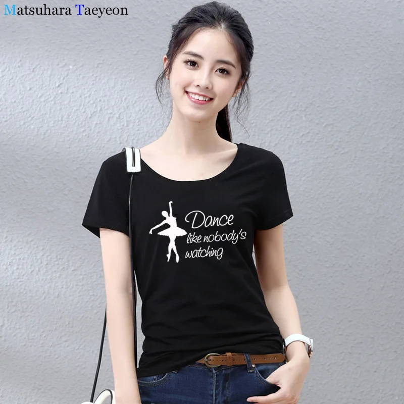 Женская футболка с коротким рукавом и принтом &quotтанец как никто не наблюдает&quot