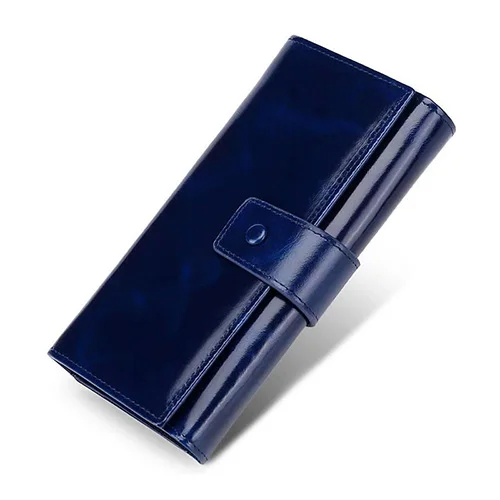 Blue COMFORSKIN натуральная кожа маленькая сумка для мобильного телефона длинный Модный женский кожаный кошелек европейский и американский стиль Органайзер Кошелек - Цвет: Blue