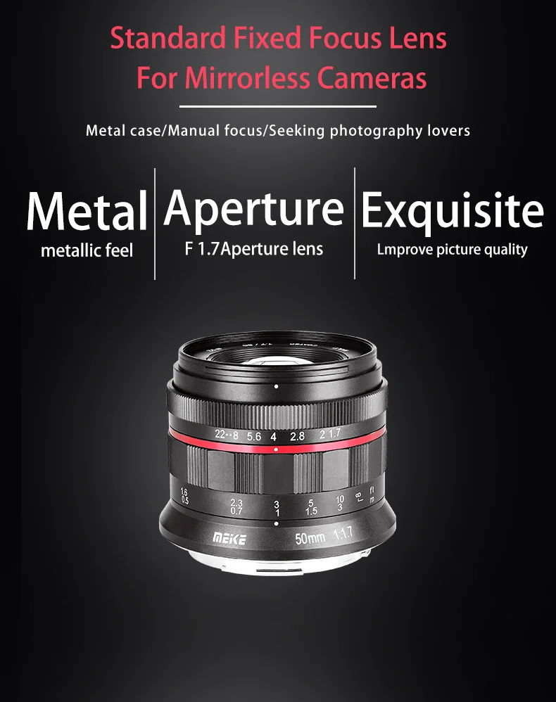 Meike 50 мм F1.7 ручная фокусировка объектива для sony E-mount полная Рамка беззеркальная камера A7II A7RIII для Canon RF Fuji Fujifilm Nikon Z