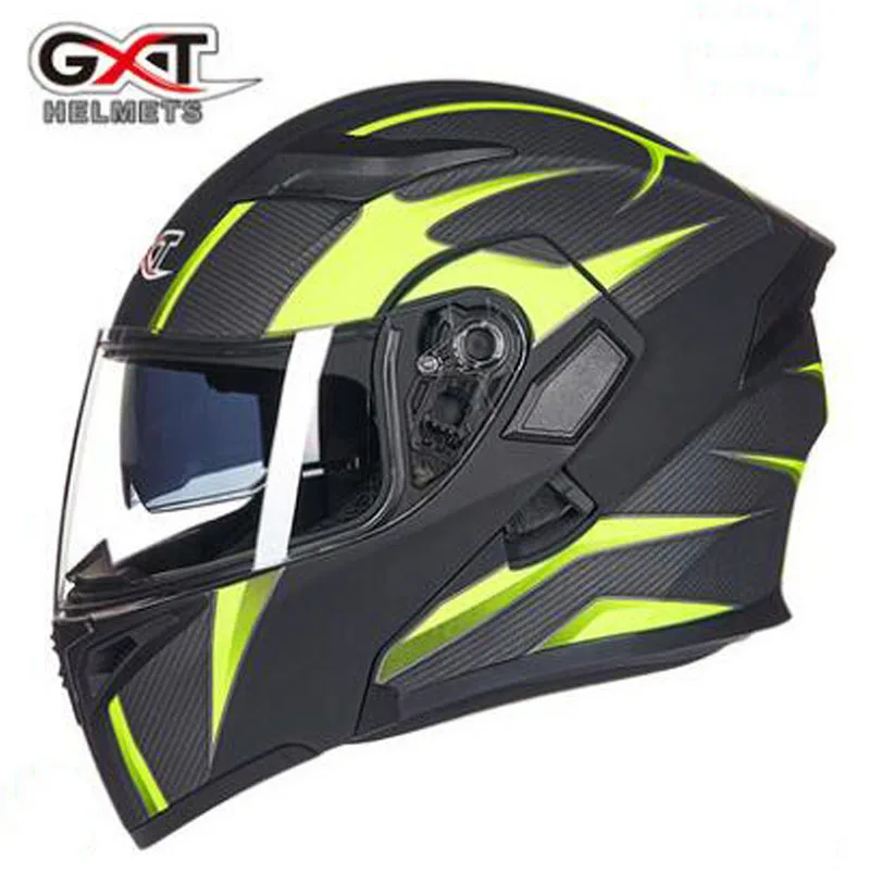 Мотоциклетный шлем GXT с откидной крышкой защитные шлемы двойными линзами для