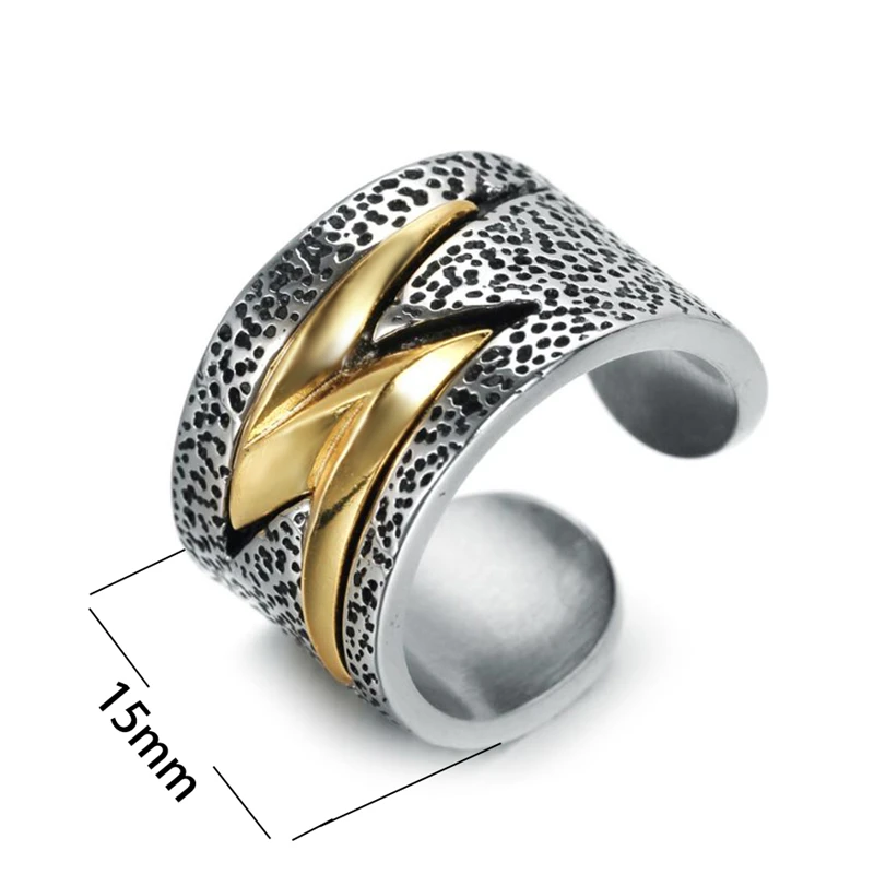 Elfasio мужское кольцо молния нержавеющая сталь Кольца Серебро Золото Винтажные