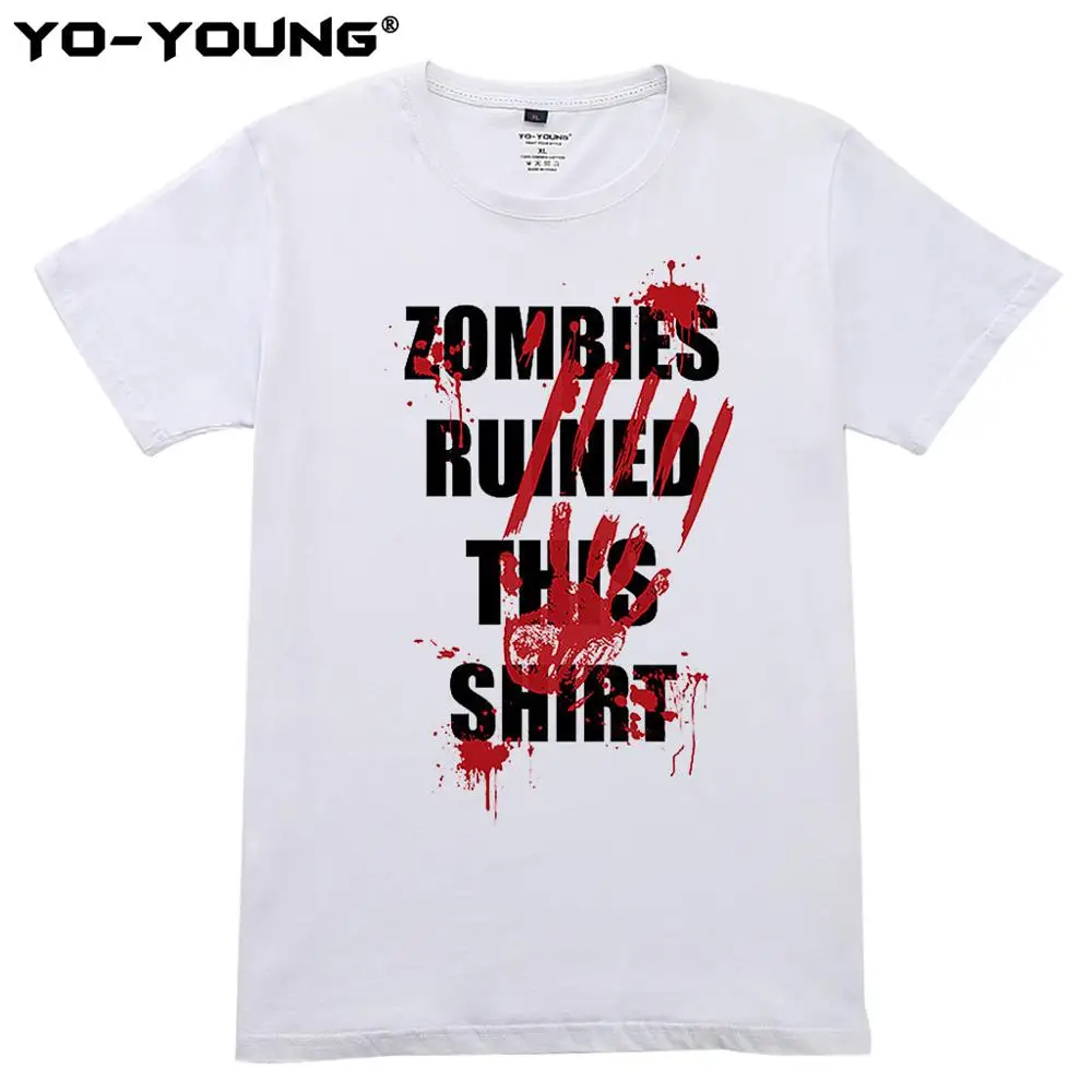 Yo-Young Men Забавные футболки Zombies Ruines эта футболка с принтом 100% хлопок 180 gsm