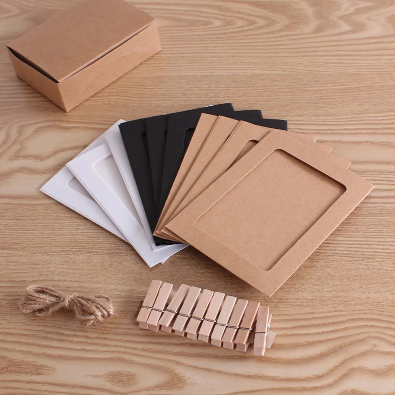 20 шт./лот коричневые бумажные фоторамки украшения стены вечерние свадебные рамки