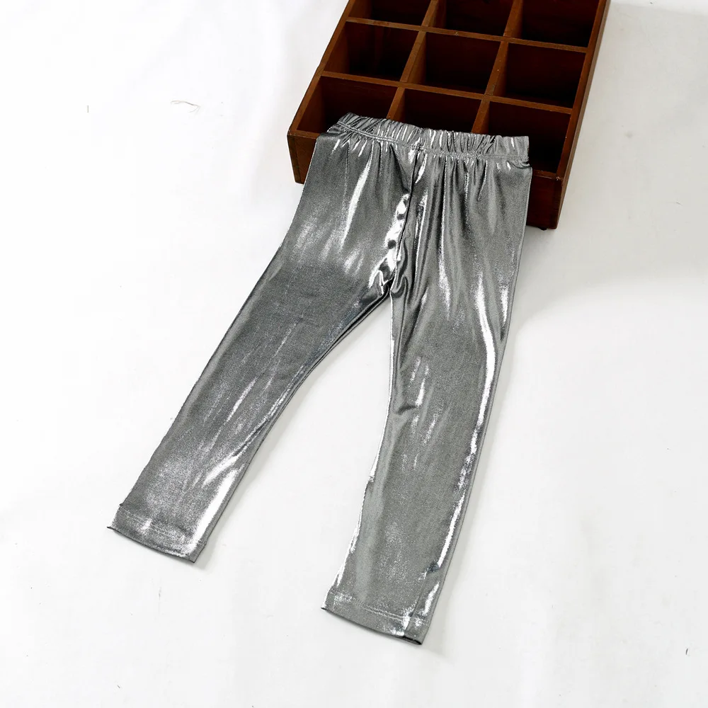 Ins/Лидер продаж леггинсы ярких цветов для девочек брюки цвет золотой серебристый
