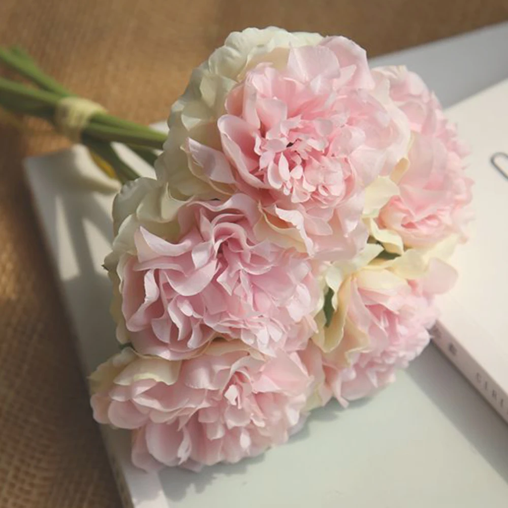 Пион из искусственного шелка 1 букет 5 цветов украшение для дома свадьбы