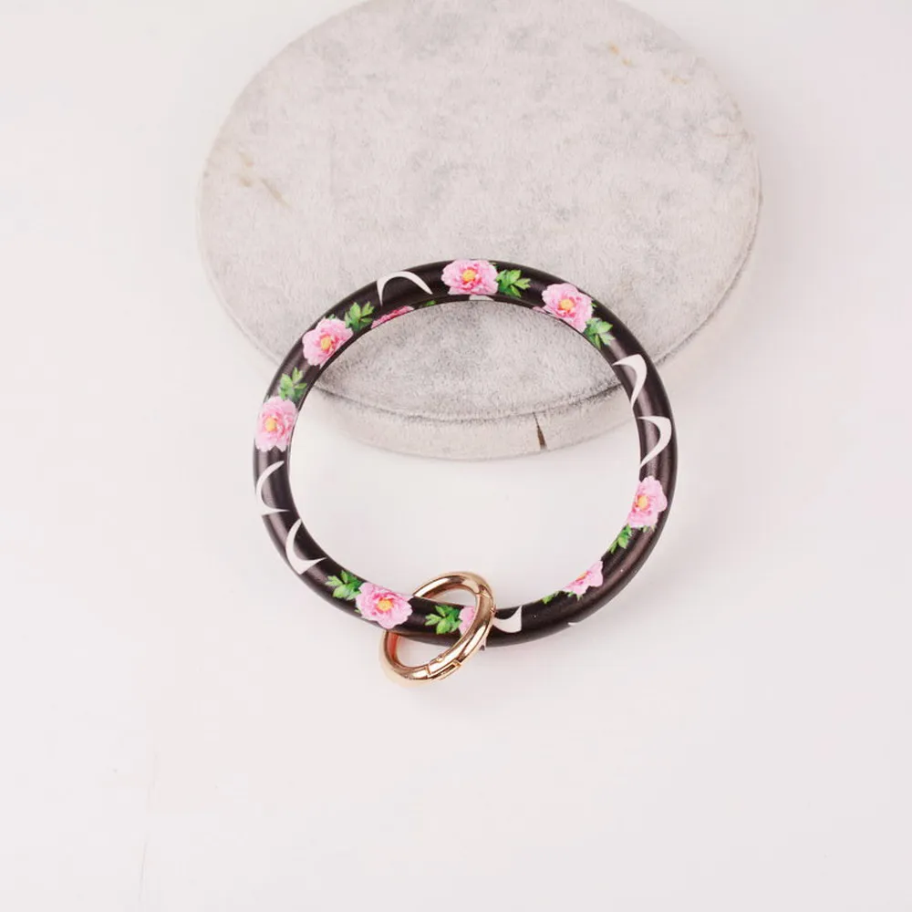 DZ0089 pink flower Новинка года от Rainbery, модный многоцветный брелок для ключей из искусственной кожи, Круглый браслет на запястье, для женщин и девушек DZ0089 - Цвет: DZ0089 pink flower
