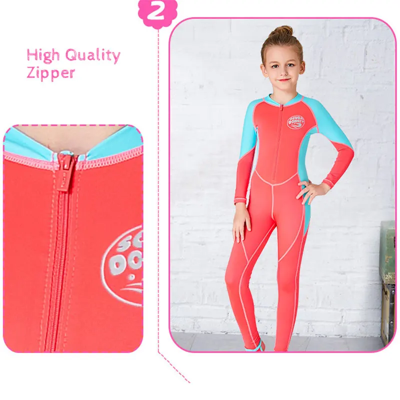 Цельнокроеные Гидрокостюмы Hisea с длинным рукавом для девочек милые детские из