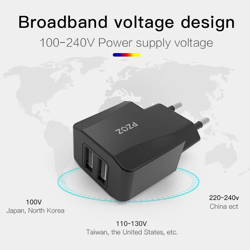PZOZ двойной Usb зарядное устройство адаптер 2a 5v Путешествия портативное настенное