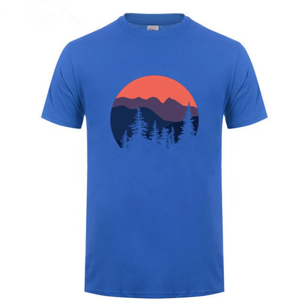 Футболка с круглым вырезом для взрослых Классическая тенниска 3D-принтом гор