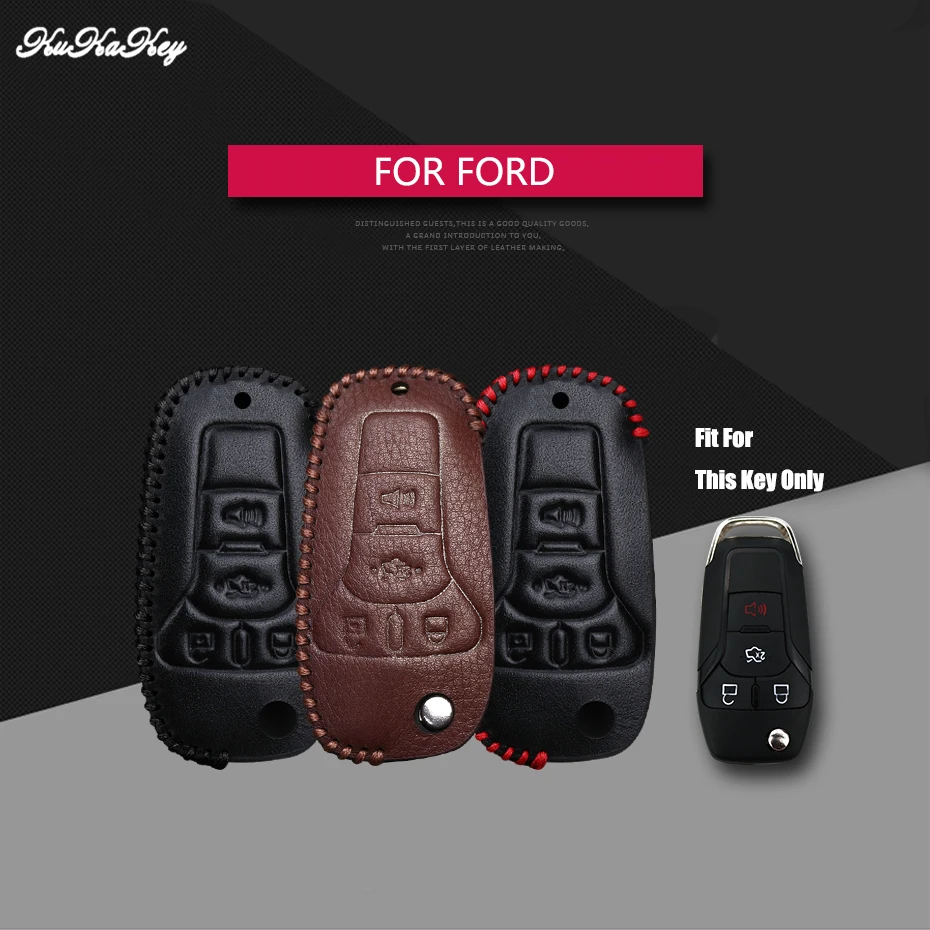 Кожаный чехол для ключей автомобиля для Ford ka Focus Fiesta Fusion F150 F-150 Mustang Explorer защитная оболочка для ключей только чехол