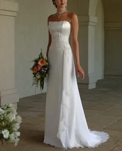 2016 новинка Бесплатная доставка! Длинное шифоновое платье без бретелек с шлейфом