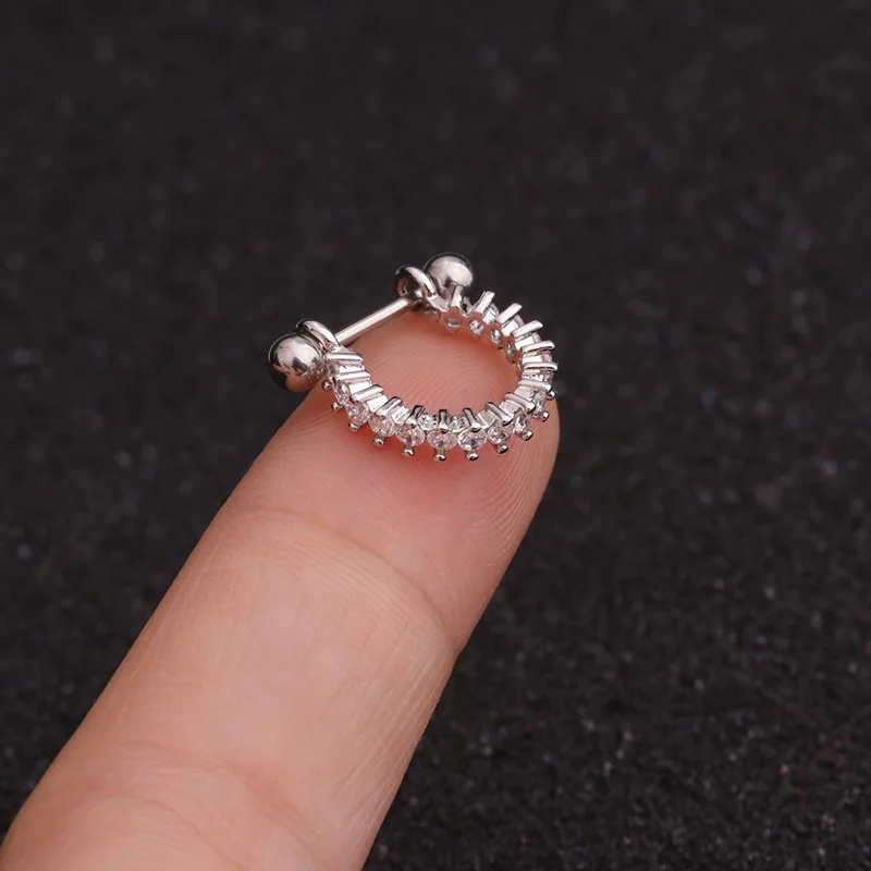 1 шт. штанга нержавеющая сталь с фианитом Хооп хрящевая спираль Lobe серьги