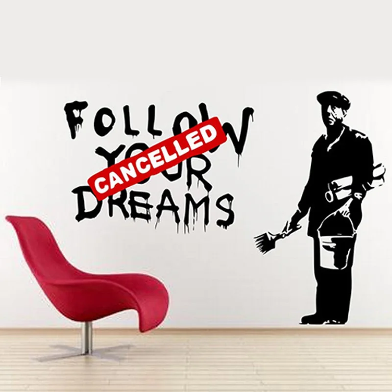 Граффити Бэнкси креативная подавленная картина Follow Your Dreams художественная
